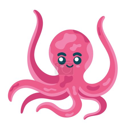 Illustration for Pink octopus sealife animal icon - Royalty Free Image