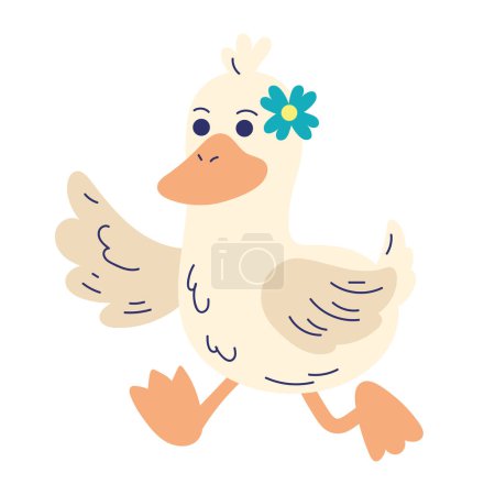 Téléchargez les illustrations : Cute duck spring animal character - en licence libre de droit