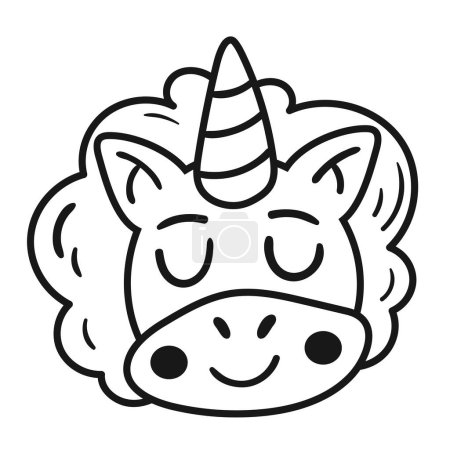 Illustration for Unicorn head animal fairytale character - Royalty Free Image