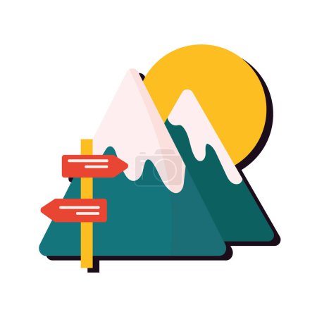 Ilustración de Arrows guide with mountain icon - Imagen libre de derechos