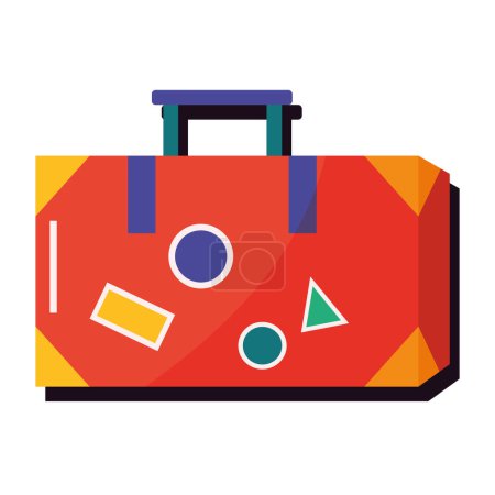 Ilustración de Red suitcase travel with patchs - Imagen libre de derechos