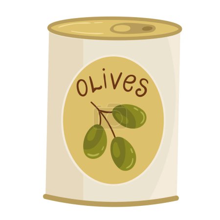 Illustration for Olives seeds in can product - Royalty Free Image