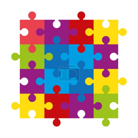 Téléchargez les illustrations : Pièces de puzzle jeu icône colorée - en licence libre de droit