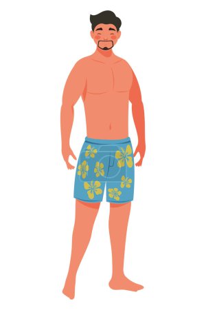 Téléchargez les illustrations : Homme en maillot de bain caractère court - en licence libre de droit