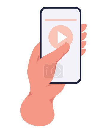 Ilustración de Mano jugando un video en el icono del teléfono inteligente - Imagen libre de derechos