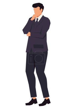Illustration for Elegant businessman thinking position character - Royalty Free Image