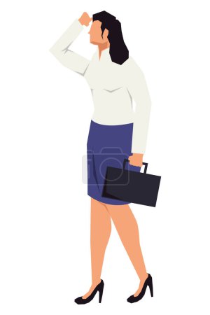 Illustration for Young businesswoman with portfolio character - Royalty Free Image