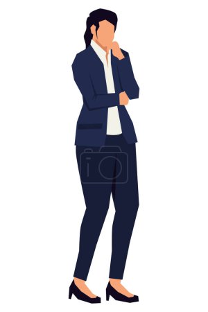 Ilustración de Carácter elegante posición de pensamiento de la mujer de negocios - Imagen libre de derechos