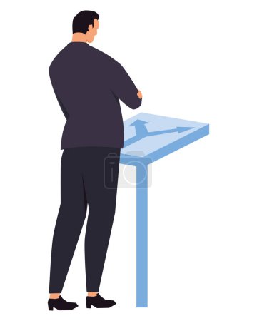 Illustration for Businessman making a decision character - Royalty Free Image