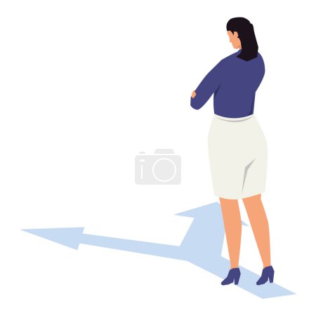Illustration for Businesswoman deciding which way to go character - Royalty Free Image