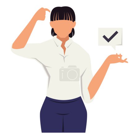 Illustration for Elegant businesswoman with check symbol character - Royalty Free Image