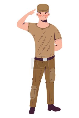 Illustration for Male soldier professional worker character - Royalty Free Image