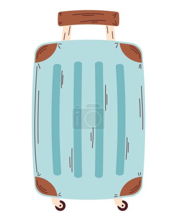 Téléchargez les illustrations : Blue suitcase with wheels icon - en licence libre de droit