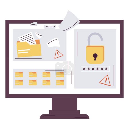 Illustration for Desktop with cyber fraud icon - Royalty Free Image