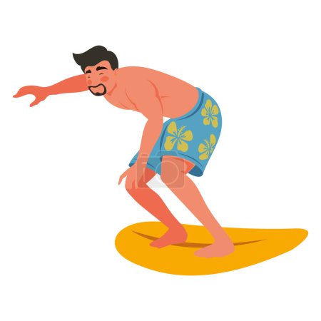 Illustration for Man surfing in surfboard character - Royalty Free Image