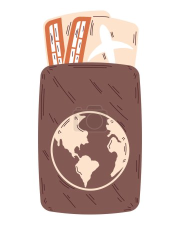 Téléchargez les illustrations : Passeport avec billet icône de vol - en licence libre de droit