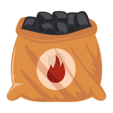 Téléchargez les illustrations : Barbecue sac de charbon icône isolée - en licence libre de droit