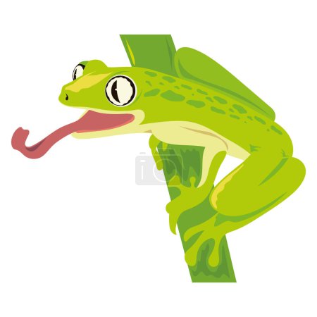 Téléchargez les illustrations : Grenouille amphibien dans l'icône de la branche - en licence libre de droit