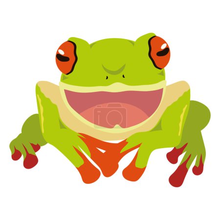 Téléchargez les illustrations : Grenouille verte amphibien animal exotique - en licence libre de droit