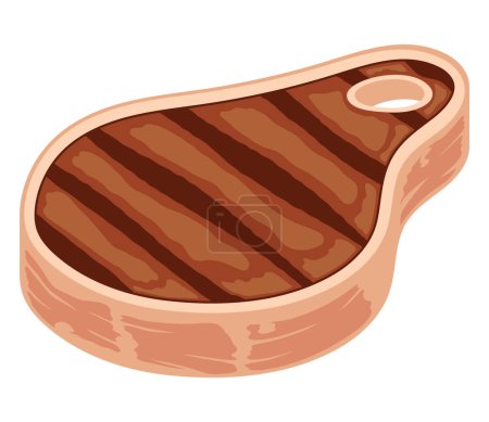 Téléchargez les illustrations : Steak de boeuf grill icône alimentaire - en licence libre de droit