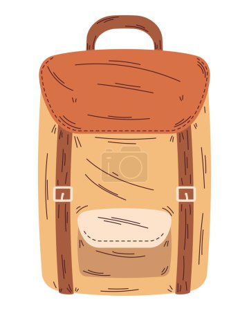 Illustration for Orange camping travel bag equipment icon - Royalty Free Image