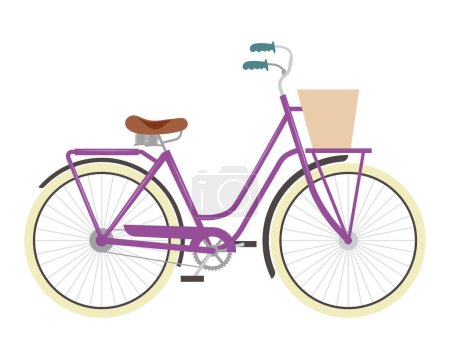 Illustration for Purple bicycle with basket icon - Royalty Free Image