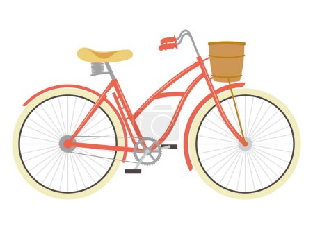 Illustration for Red bicycle with basket icon - Royalty Free Image
