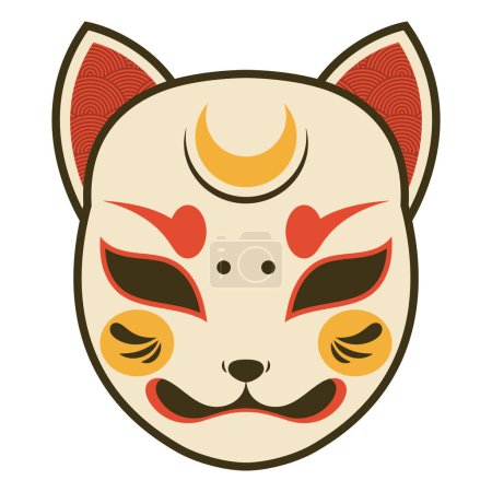 Téléchargez les illustrations : Japonais masque de tête de chat icône - en licence libre de droit
