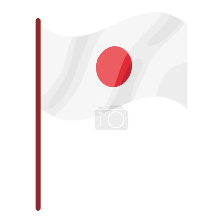 Téléchargez les illustrations : Drapeau japonais en icône de pôle - en licence libre de droit