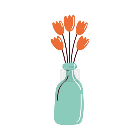 Téléchargez les illustrations : Roses fleurs dans vase icône - en licence libre de droit