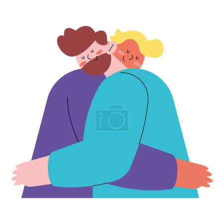 Illustration for Gays in a brotherly hug characters - Royalty Free Image