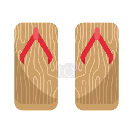 Illustration for Geta wooden japanese sandals icon - Royalty Free Image