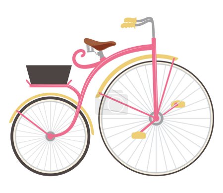 Illustration for Old bicycle with basket icon - Royalty Free Image