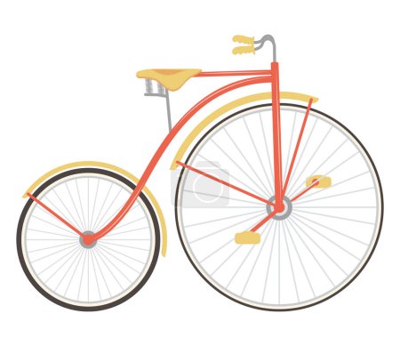 Illustration for Red antique bicycle vehicle icon - Royalty Free Image