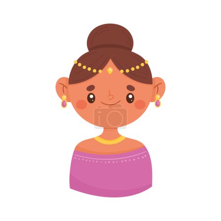 Illustration for Indian woman wearing purple suit character - Royalty Free Image