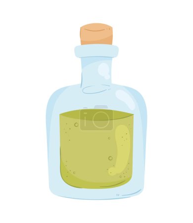 Illustration for Olive oil transparent bottle icon - Royalty Free Image
