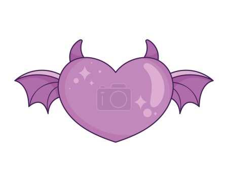 Illustration for Purple devil heart flying icon - Royalty Free Image