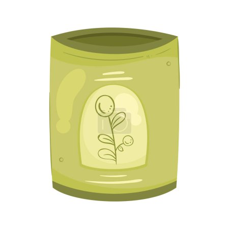 Illustration for Olives seeds in can product - Royalty Free Image