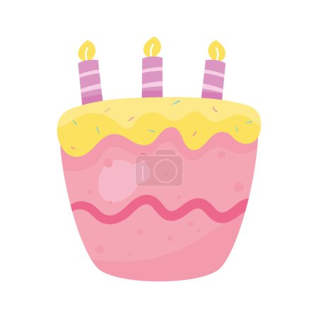 Illustration for Sweet birthday cake with candles - Royalty Free Image