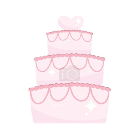 Téléchargez les illustrations : Gâteau de mariage avec icône de coeur - en licence libre de droit