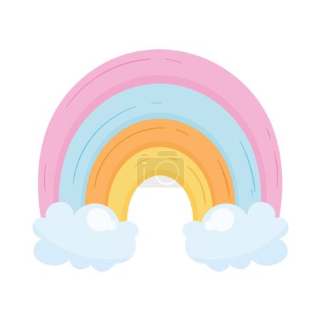 Téléchargez les illustrations : Rainbow and clouds fairytale icon - en licence libre de droit