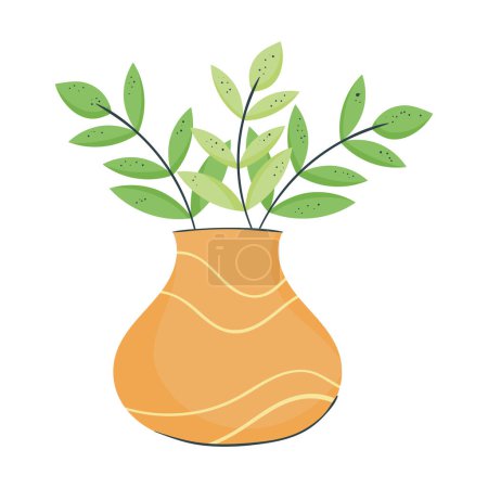 Illustration for Houseplant in orange vase icon - Royalty Free Image