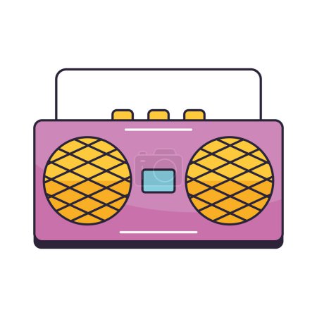 Téléchargez les illustrations : Boombox lecteur de musique icône isolée - en licence libre de droit