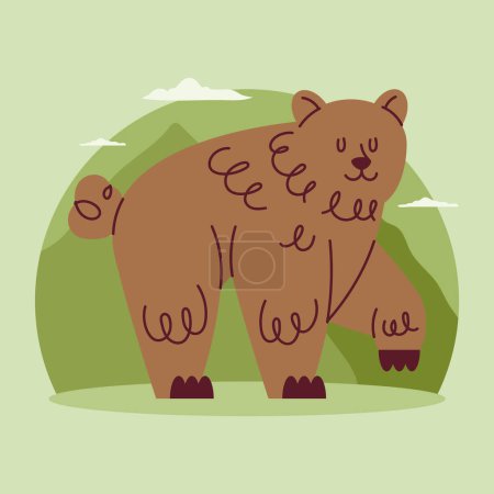 Illustration for Grizzly bear wild animal character - Royalty Free Image
