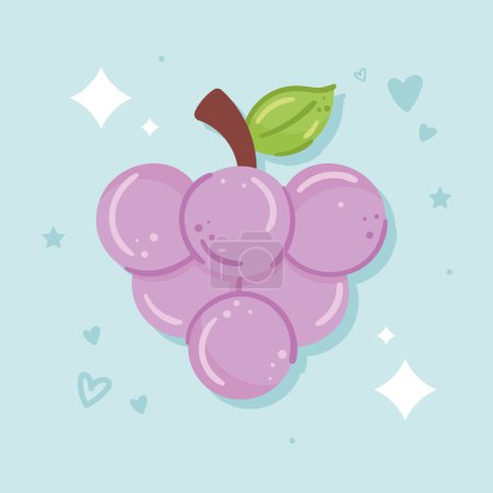 Téléchargez les illustrations : Fresh grapes fruit healthy icon - en licence libre de droit