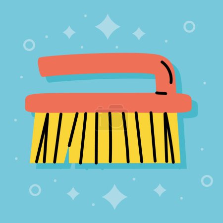 Téléchargez les illustrations : Handle brush house keeping tool icon - en licence libre de droit
