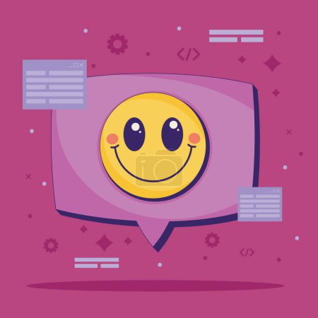 Ilustración de Speech bubble with emoji icon - Imagen libre de derechos
