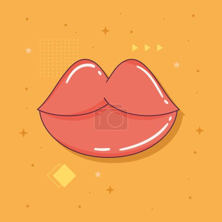 Ilustración de Red lips retro style icon - Imagen libre de derechos