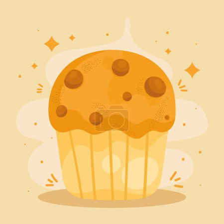 Téléchargez les illustrations : Delicious cupcake pastry product icon - en licence libre de droit