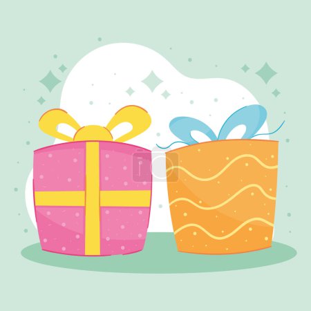 Illustration for Two gifts boxes presents icons - Royalty Free Image